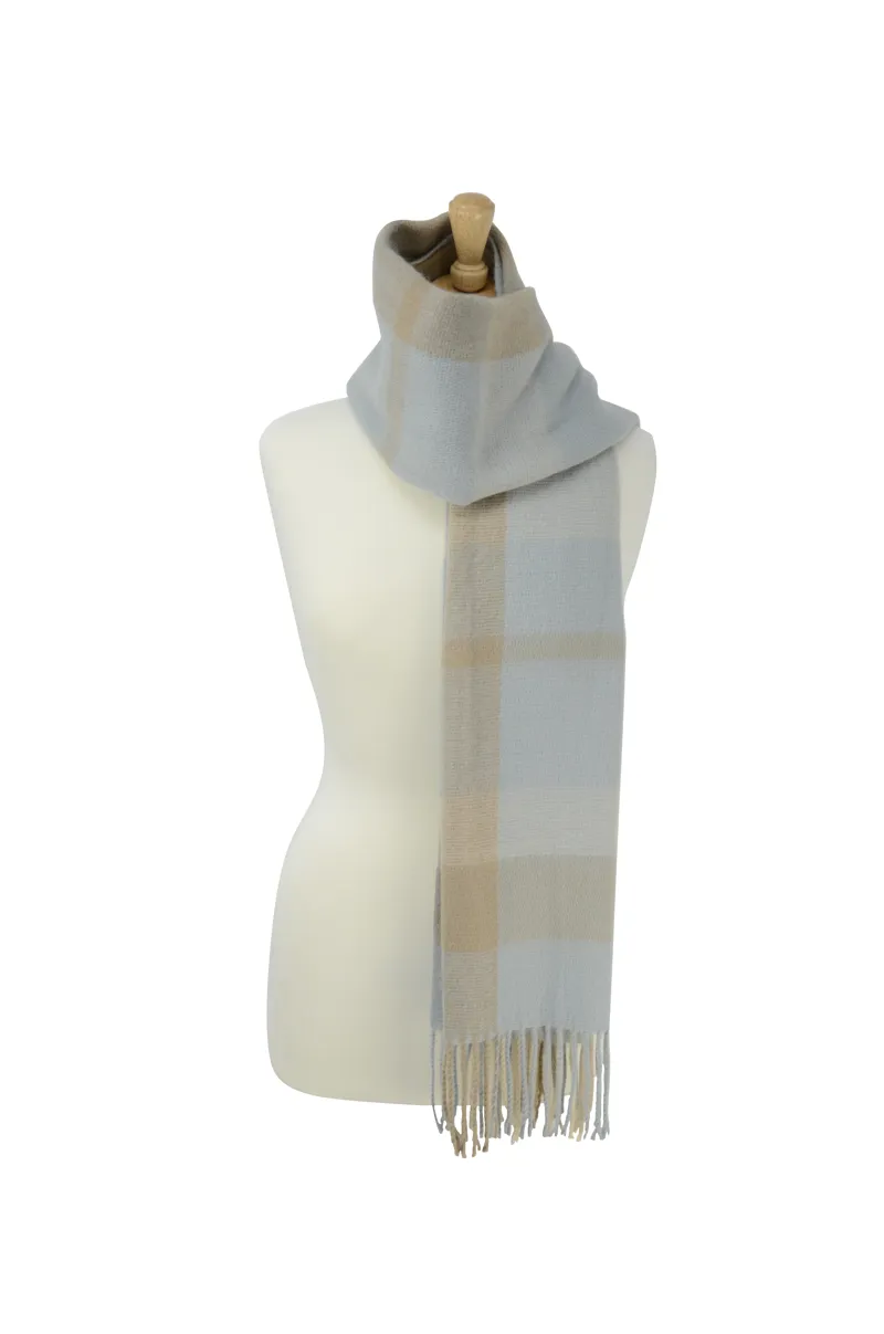 Hy Equestrian Ladies Supersoft Tartan Scarf - Light Blue/Beige/Cream